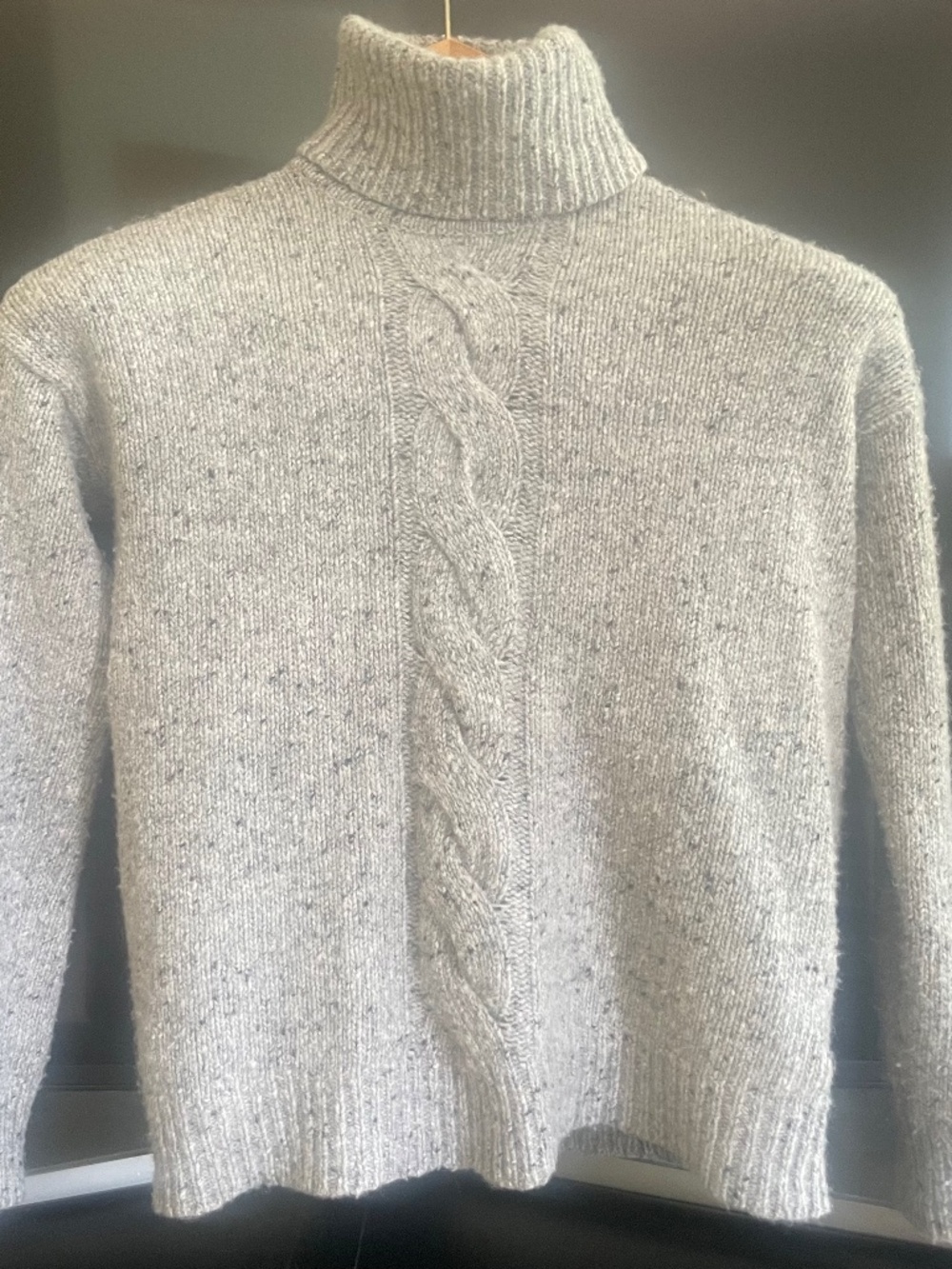 Lauren Ralph Lauren Light Gray Cable Turtleneck Sweater